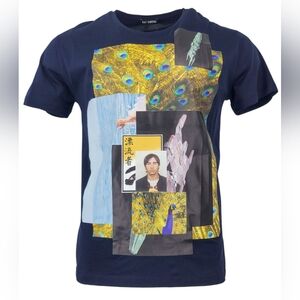 NWT Raf Simons Peacock Collage tee in navy